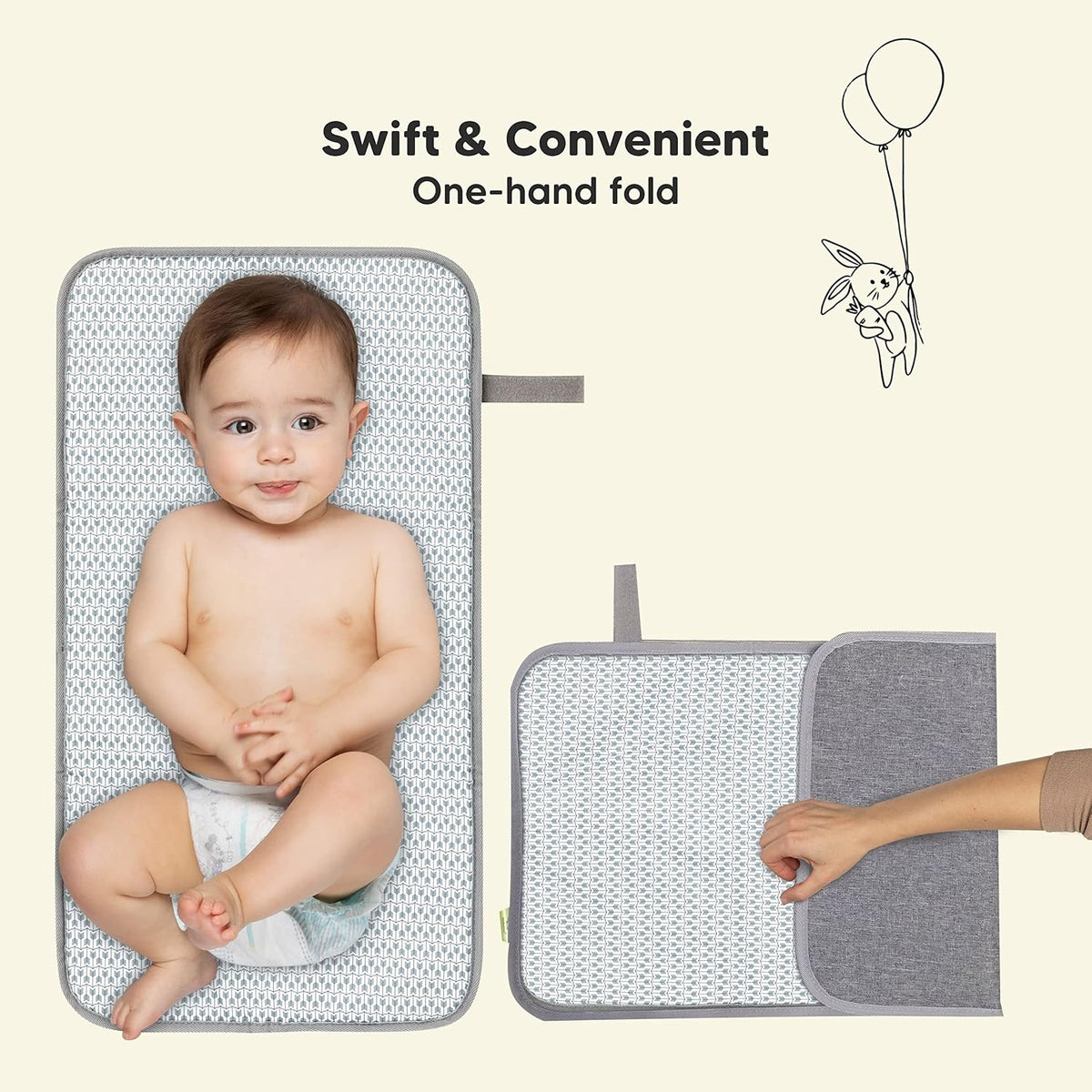 Portable Diaper Changing Pad and 8-Pack Baby Bibs for Girls & Boys - Waterproof Foldable Baby Changing Mat - Teething Baby Bibs for Boy, Girl - Travel Diaper Change Mat