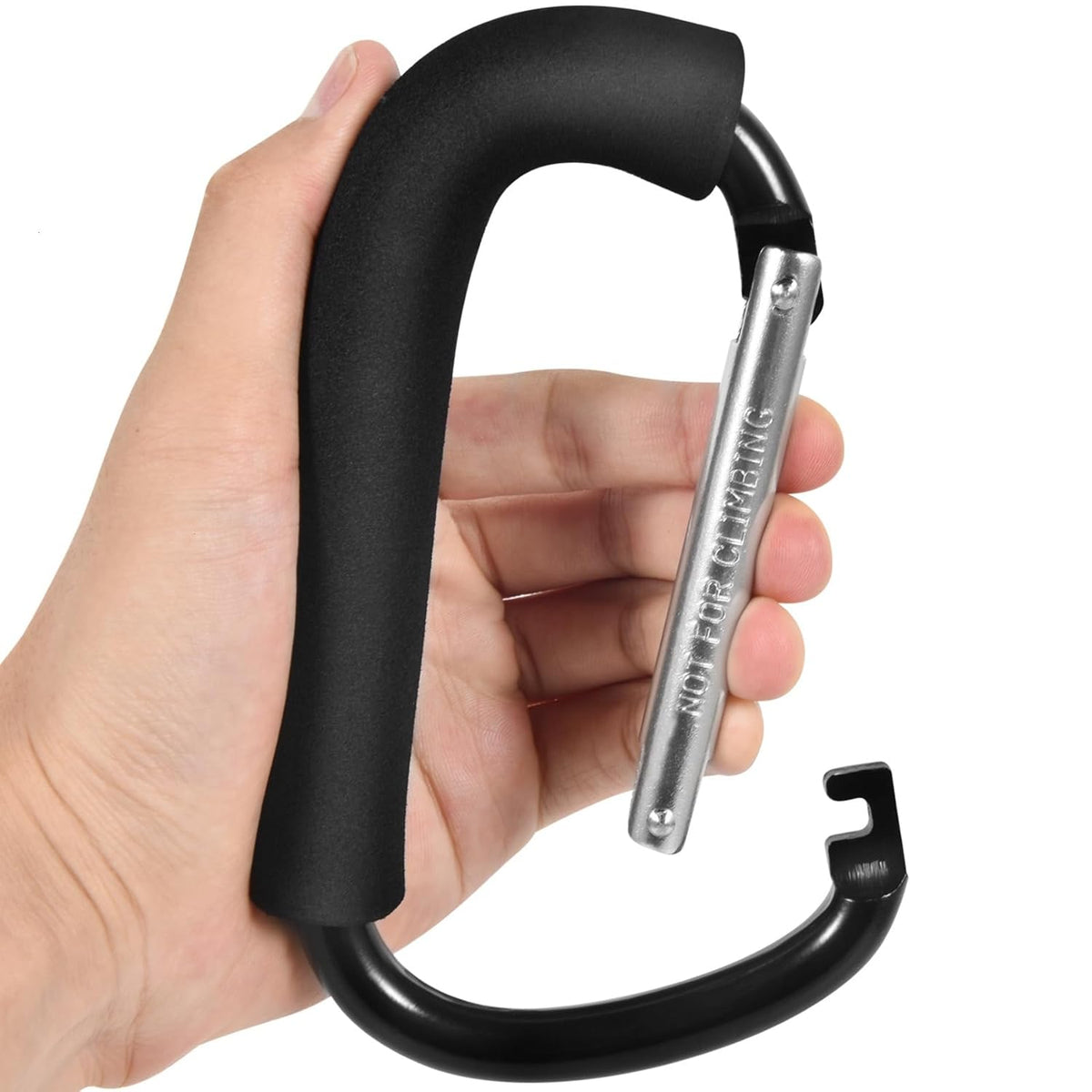 Stroller Hooks 6.3" Large Heavy Duty Carabiner Clips with Foam Handle Mommy Hook Accessories for Outdoor Hanging Diaper Shopping Grocery Bags