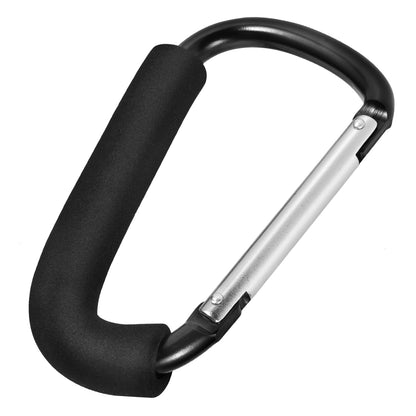 Stroller Hooks 6.3" Large Heavy Duty Carabiner Clips with Foam Handle Mommy Hook Accessories for Outdoor Hanging Diaper Shopping Grocery Bags