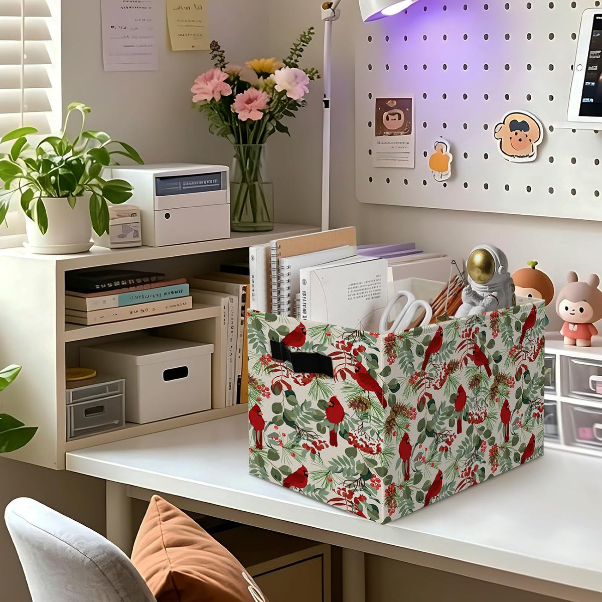 Boho Western Cowboy Storage Bins Box, Rustic Country Southwestern Cactus Bull Skull Horse Collapsible Organizer Basket with Handles for Bedroom Laundry Room Kids Nursery Clothes Toys Books