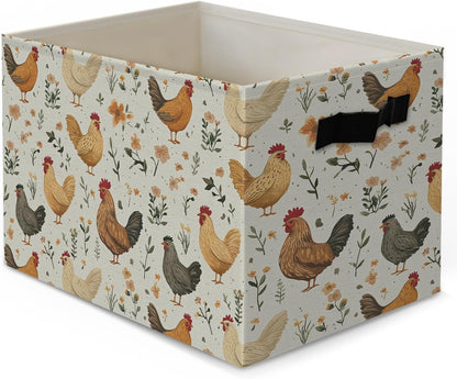 Boho Western Cowboy Storage Bins Box, Rustic Country Southwestern Cactus Bull Skull Horse Collapsible Organizer Basket with Handles for Bedroom Laundry Room Kids Nursery Clothes Toys Books