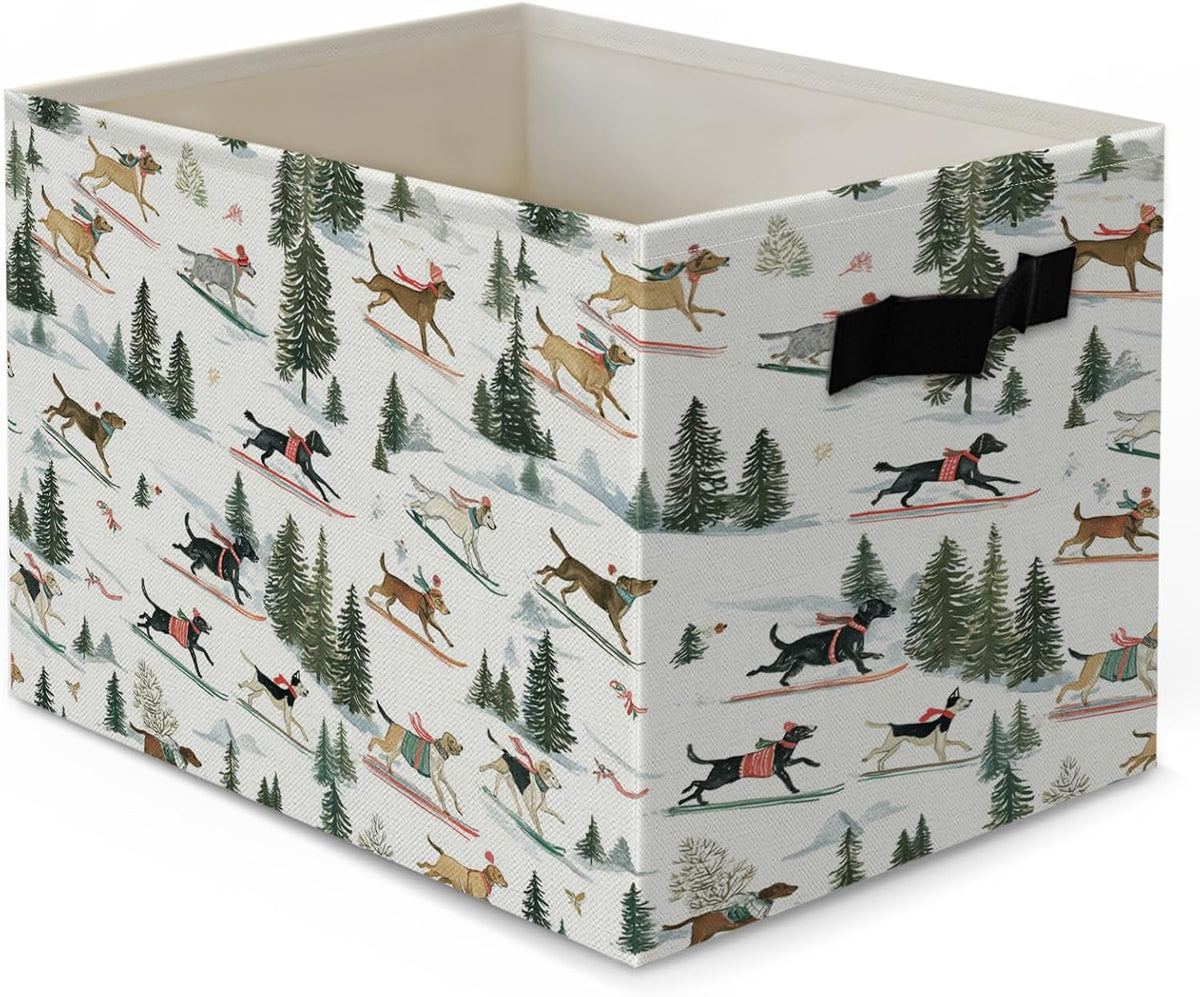 Boho Western Cowboy Storage Bins Box, Rustic Country Southwestern Cactus Bull Skull Horse Collapsible Organizer Basket with Handles for Bedroom Laundry Room Kids Nursery Clothes Toys Books