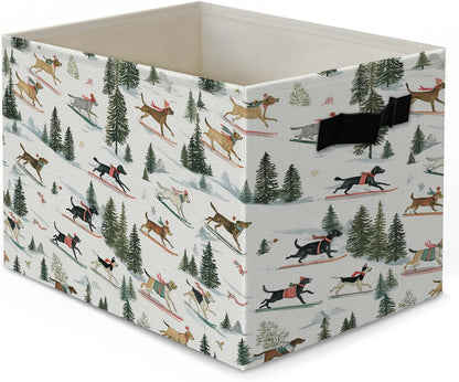 Boho Western Cowboy Storage Bins Box, Rustic Country Southwestern Cactus Bull Skull Horse Collapsible Organizer Basket with Handles for Bedroom Laundry Room Kids Nursery Clothes Toys Books