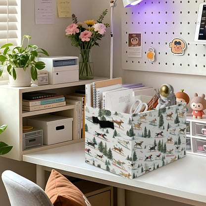 Boho Western Cowboy Storage Bins Box, Rustic Country Southwestern Cactus Bull Skull Horse Collapsible Organizer Basket with Handles for Bedroom Laundry Room Kids Nursery Clothes Toys Books