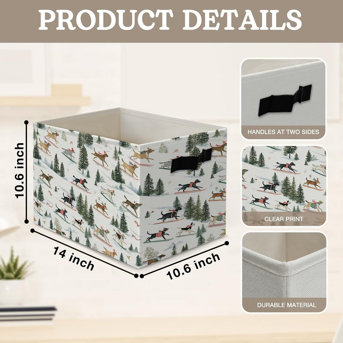Boho Western Cowboy Storage Bins Box, Rustic Country Southwestern Cactus Bull Skull Horse Collapsible Organizer Basket with Handles for Bedroom Laundry Room Kids Nursery Clothes Toys Books