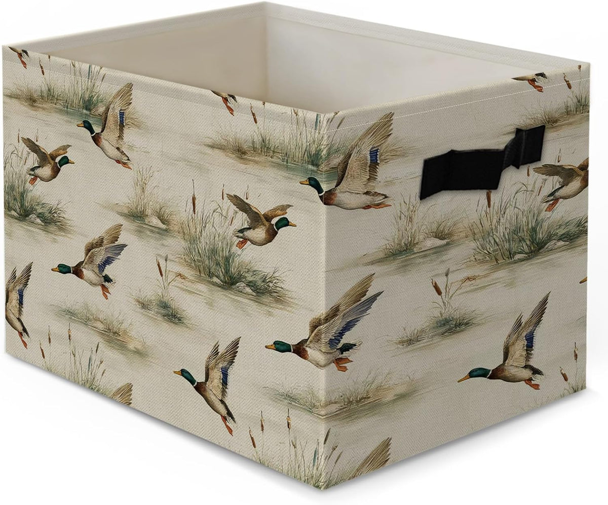 Boho Western Cowboy Storage Bins Box, Rustic Country Southwestern Cactus Bull Skull Horse Collapsible Organizer Basket with Handles for Bedroom Laundry Room Kids Nursery Clothes Toys Books