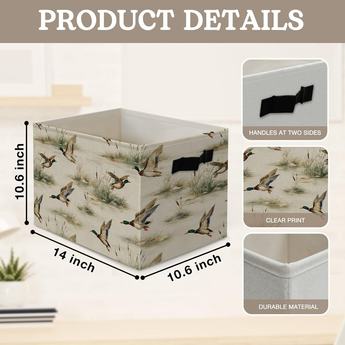 Boho Western Cowboy Storage Bins Box, Rustic Country Southwestern Cactus Bull Skull Horse Collapsible Organizer Basket with Handles for Bedroom Laundry Room Kids Nursery Clothes Toys Books