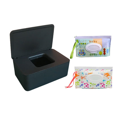 Wipes Dispenser, Wet Wipe Holder with 2Pcs Refillable Wipe Holder, Reusable Wipe Box, White+pink, Plastic, Rectangular