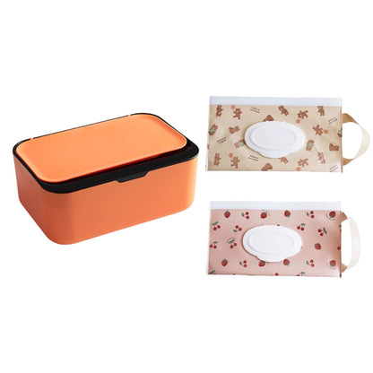 Wipes Dispenser, Wet Wipe Holder with 2Pcs Refillable Wipe Holder, Reusable Wipe Box, White+pink, Plastic, Rectangular