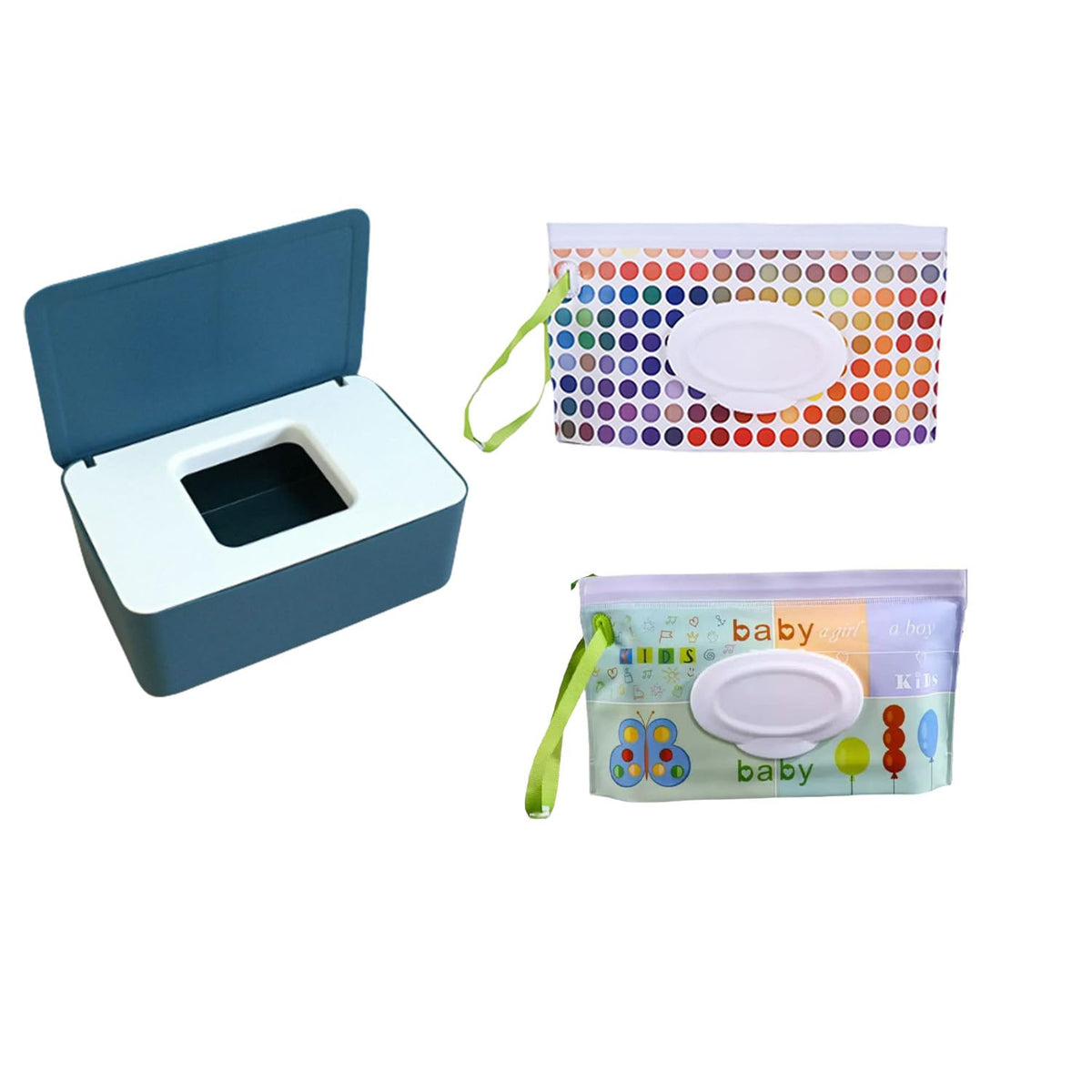 Wipes Dispenser, Wet Wipe Holder with 2Pcs Refillable Wipe Holder, Reusable Wipe Box, White+pink, Plastic, Rectangular