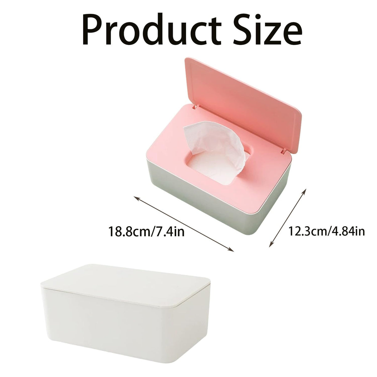 Wipes Dispenser, Wet Wipe Holder with 2Pcs Refillable Wipe Holder, Reusable Wipe Box, White+pink, Plastic, Rectangular