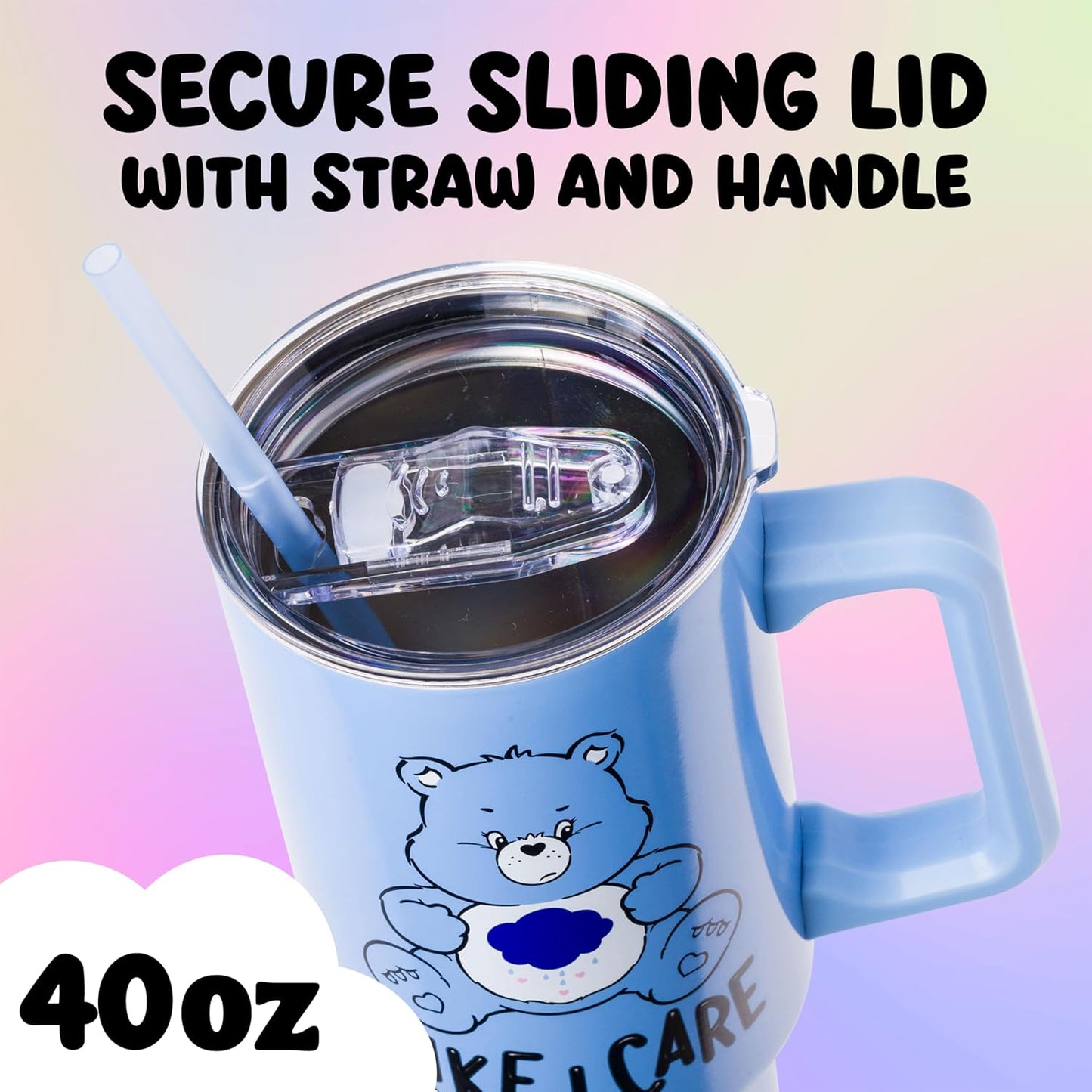 Betty Boop Core Cute Pose, Stainless Steel Tumbler, 40oz | Sitting, Hearts and Dots, Straw Cover Cap, Handle, Lid, Double Walled, Fits in Cup Holder, 1.18 Liters - Colors A