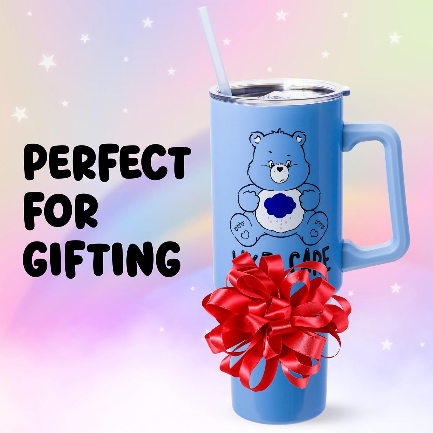 Betty Boop Core Cute Pose, Stainless Steel Tumbler, 40oz | Sitting, Hearts and Dots, Straw Cover Cap, Handle, Lid, Double Walled, Fits in Cup Holder, 1.18 Liters - Colors A