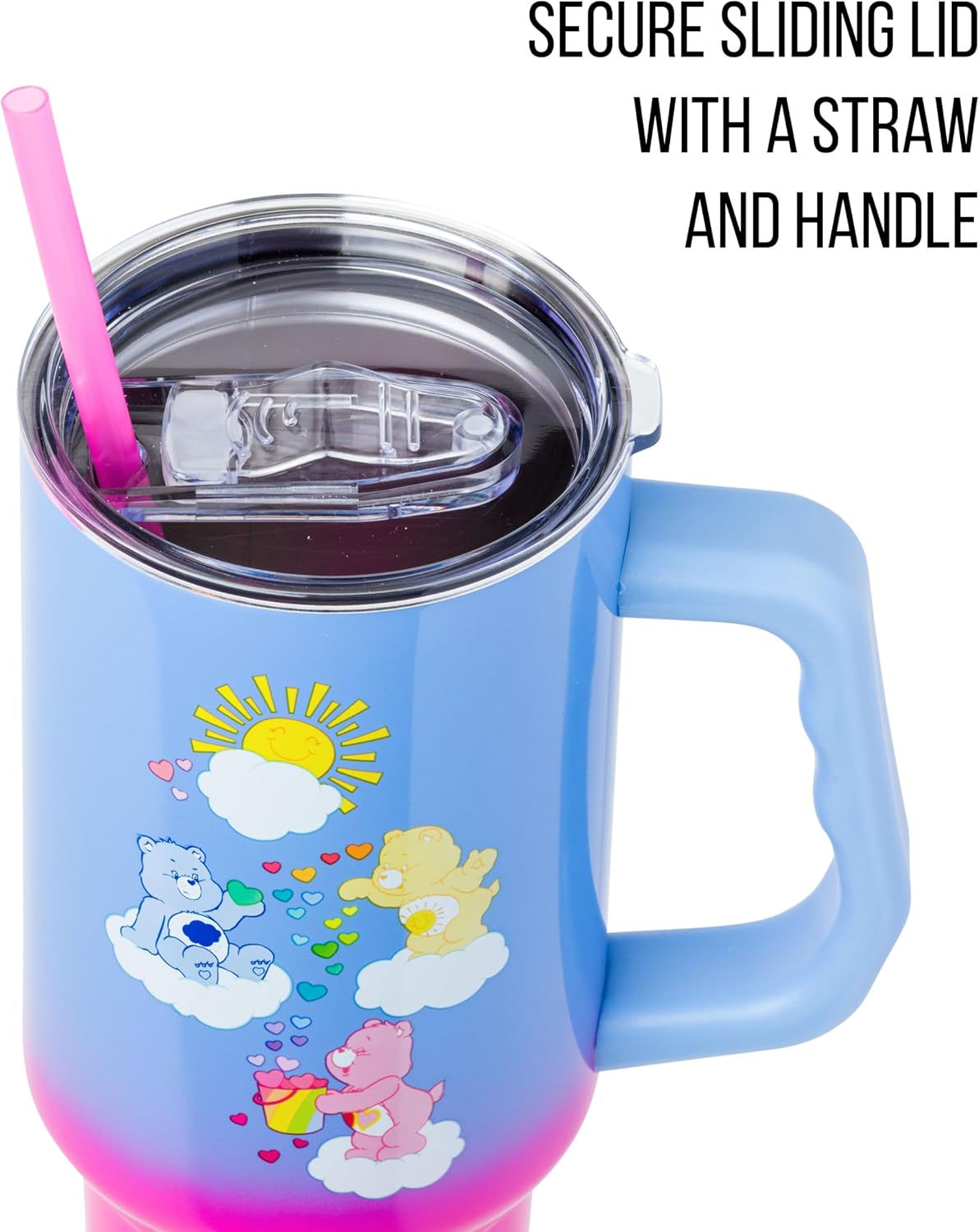 Betty Boop Core Cute Pose, Stainless Steel Tumbler, 40oz | Sitting, Hearts and Dots, Straw Cover Cap, Handle, Lid, Double Walled, Fits in Cup Holder, 1.18 Liters - Colors A