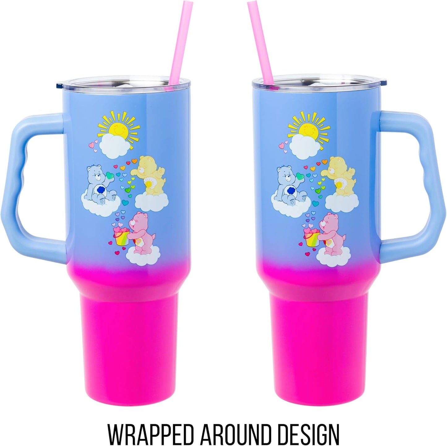 Betty Boop Core Cute Pose, Stainless Steel Tumbler, 40oz | Sitting, Hearts and Dots, Straw Cover Cap, Handle, Lid, Double Walled, Fits in Cup Holder, 1.18 Liters - Colors A