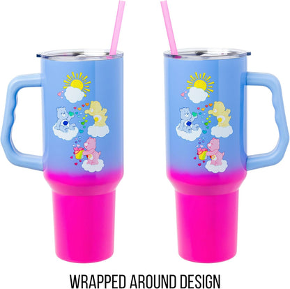 Betty Boop Core Cute Pose, Stainless Steel Tumbler, 40oz | Sitting, Hearts and Dots, Straw Cover Cap, Handle, Lid, Double Walled, Fits in Cup Holder, 1.18 Liters - Colors A