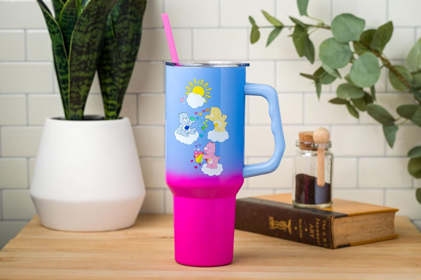 Betty Boop Core Cute Pose, Stainless Steel Tumbler, 40oz | Sitting, Hearts and Dots, Straw Cover Cap, Handle, Lid, Double Walled, Fits in Cup Holder, 1.18 Liters - Colors A
