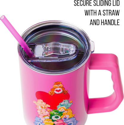 Betty Boop Core Cute Pose, Stainless Steel Tumbler, 40oz | Sitting, Hearts and Dots, Straw Cover Cap, Handle, Lid, Double Walled, Fits in Cup Holder, 1.18 Liters - Colors A