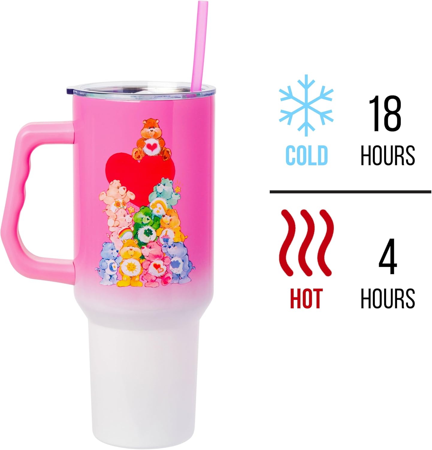 Betty Boop Core Cute Pose, Stainless Steel Tumbler, 40oz | Sitting, Hearts and Dots, Straw Cover Cap, Handle, Lid, Double Walled, Fits in Cup Holder, 1.18 Liters - Colors A