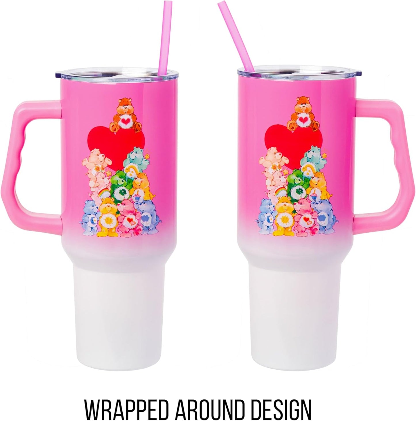 Betty Boop Core Cute Pose, Stainless Steel Tumbler, 40oz | Sitting, Hearts and Dots, Straw Cover Cap, Handle, Lid, Double Walled, Fits in Cup Holder, 1.18 Liters - Colors A