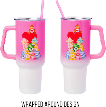 Betty Boop Core Cute Pose, Stainless Steel Tumbler, 40oz | Sitting, Hearts and Dots, Straw Cover Cap, Handle, Lid, Double Walled, Fits in Cup Holder, 1.18 Liters - Colors A