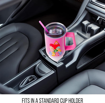 Betty Boop Core Cute Pose, Stainless Steel Tumbler, 40oz | Sitting, Hearts and Dots, Straw Cover Cap, Handle, Lid, Double Walled, Fits in Cup Holder, 1.18 Liters - Colors A