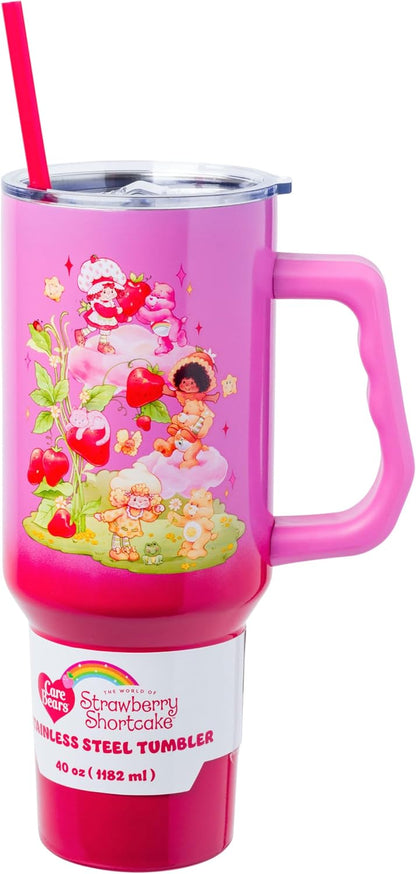 Betty Boop Core Cute Pose, Stainless Steel Tumbler, 40oz | Sitting, Hearts and Dots, Straw Cover Cap, Handle, Lid, Double Walled, Fits in Cup Holder, 1.18 Liters - Colors A