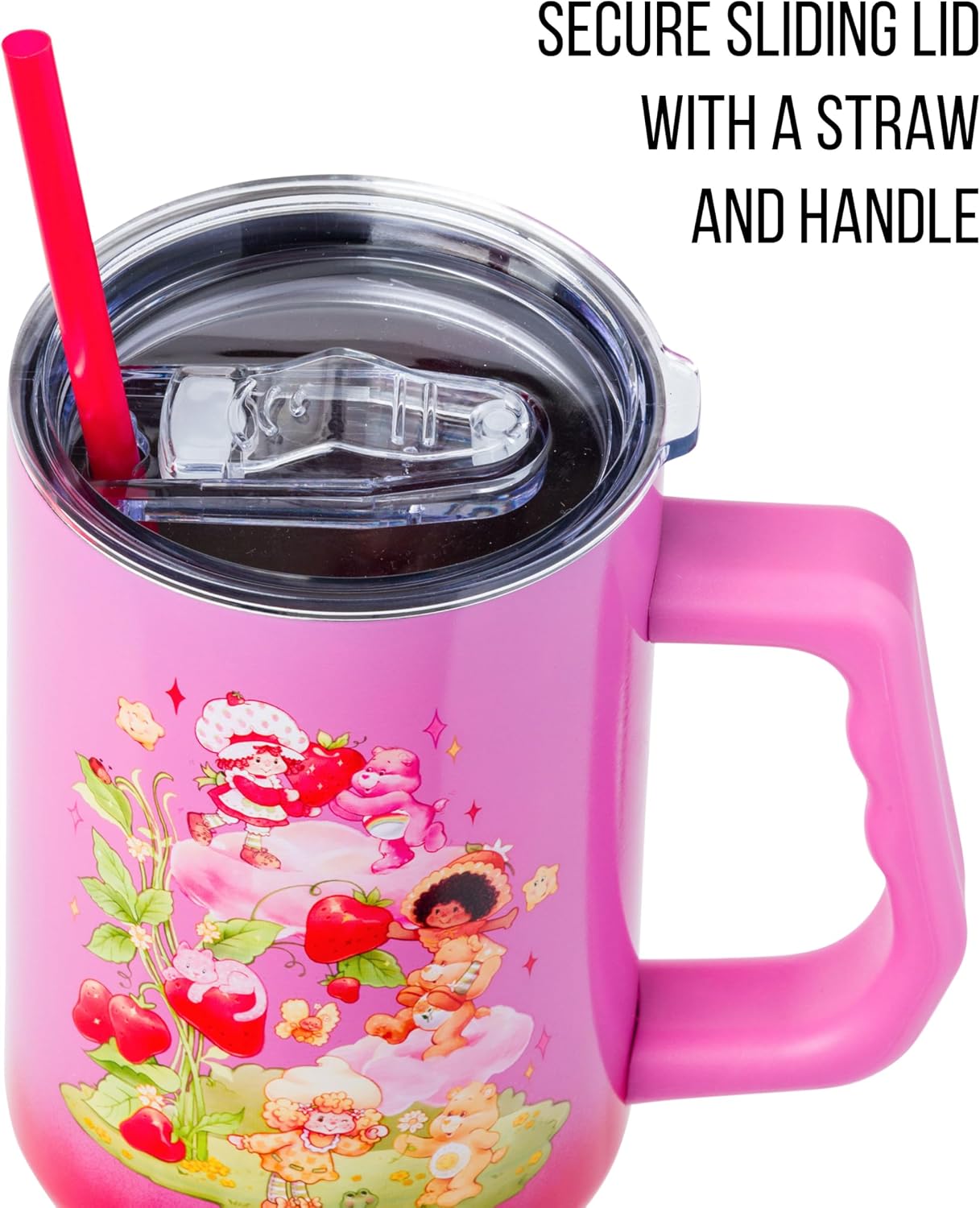 Betty Boop Core Cute Pose, Stainless Steel Tumbler, 40oz | Sitting, Hearts and Dots, Straw Cover Cap, Handle, Lid, Double Walled, Fits in Cup Holder, 1.18 Liters - Colors A
