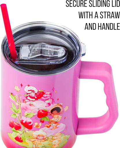 Betty Boop Core Cute Pose, Stainless Steel Tumbler, 40oz | Sitting, Hearts and Dots, Straw Cover Cap, Handle, Lid, Double Walled, Fits in Cup Holder, 1.18 Liters - Colors A
