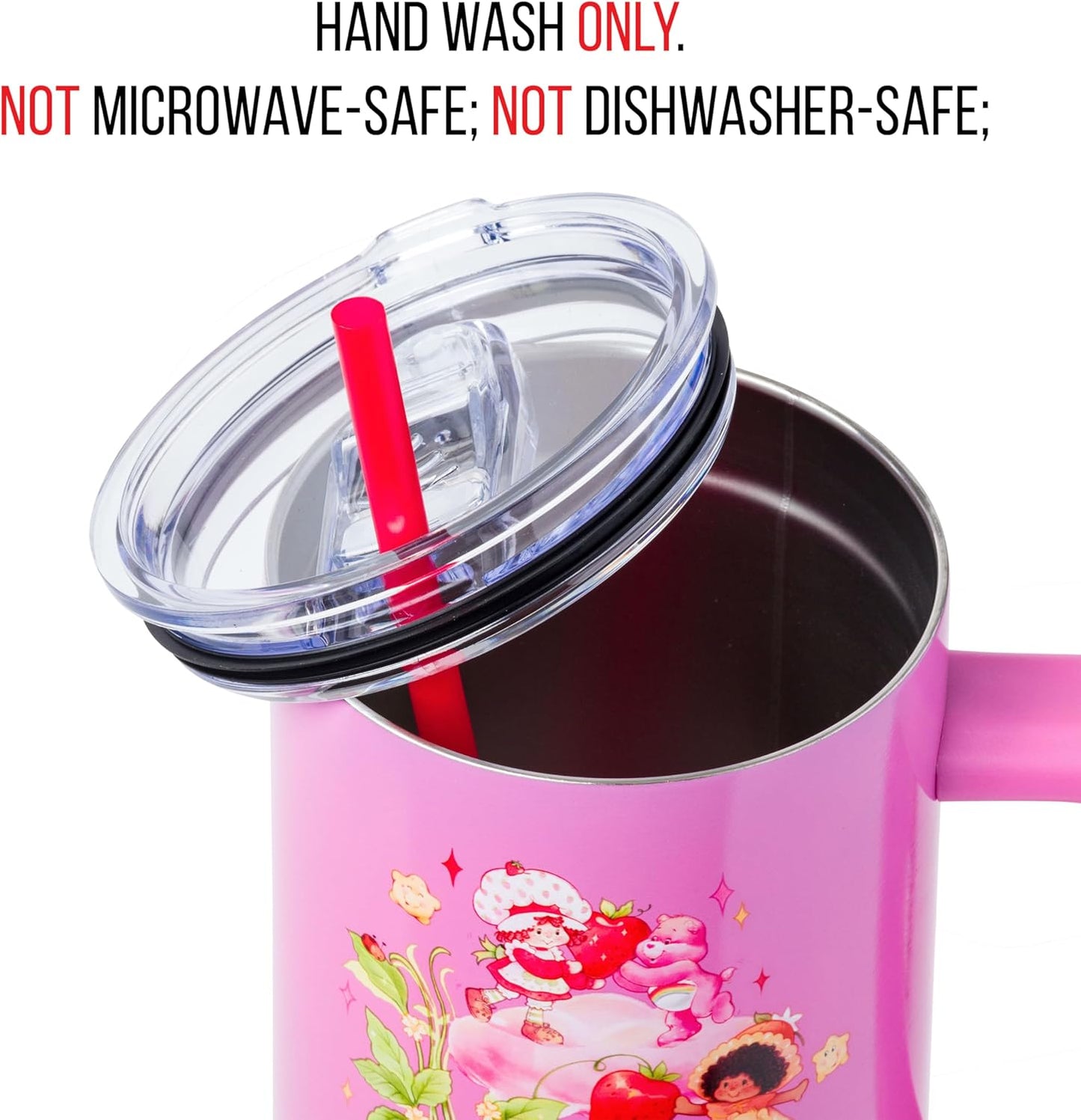 Betty Boop Core Cute Pose, Stainless Steel Tumbler, 40oz | Sitting, Hearts and Dots, Straw Cover Cap, Handle, Lid, Double Walled, Fits in Cup Holder, 1.18 Liters - Colors A