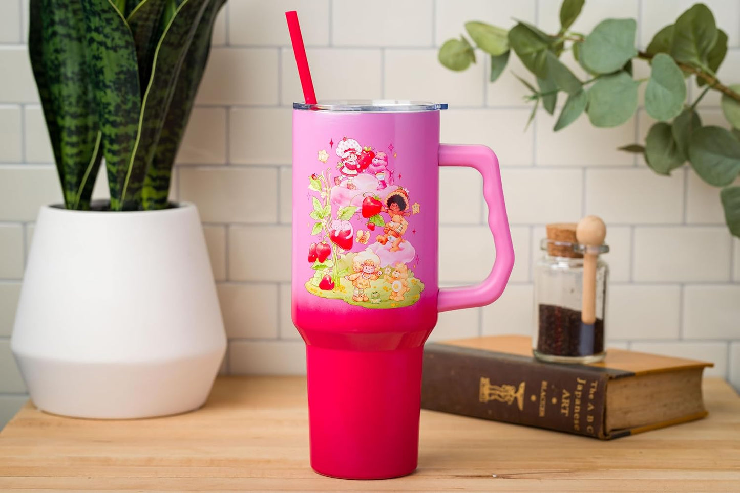 Betty Boop Core Cute Pose, Stainless Steel Tumbler, 40oz | Sitting, Hearts and Dots, Straw Cover Cap, Handle, Lid, Double Walled, Fits in Cup Holder, 1.18 Liters - Colors A