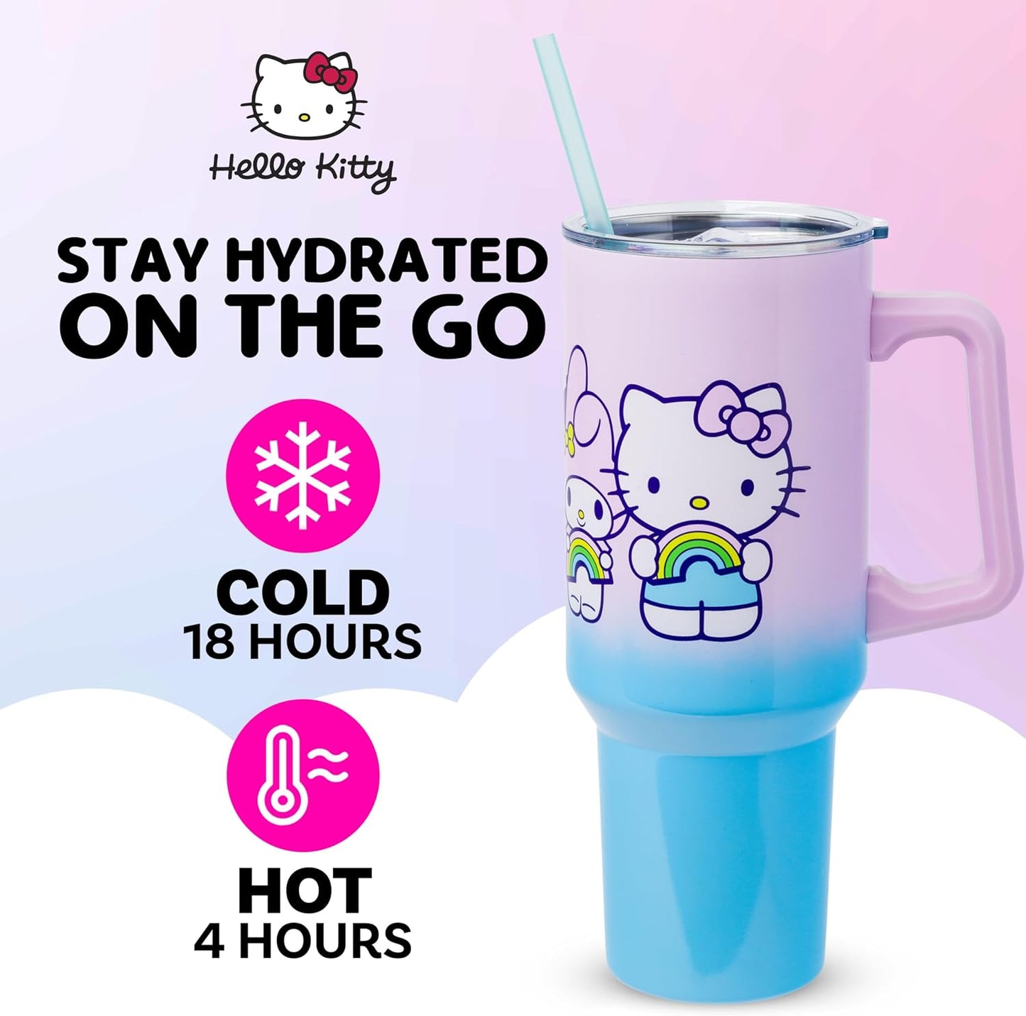 Betty Boop Core Cute Pose, Stainless Steel Tumbler, 40oz | Sitting, Hearts and Dots, Straw Cover Cap, Handle, Lid, Double Walled, Fits in Cup Holder, 1.18 Liters - Colors A
