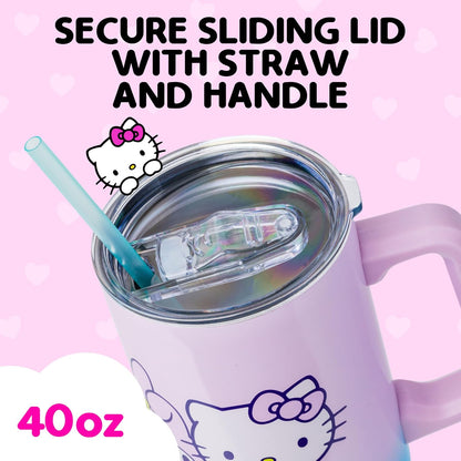 Betty Boop Core Cute Pose, Stainless Steel Tumbler, 40oz | Sitting, Hearts and Dots, Straw Cover Cap, Handle, Lid, Double Walled, Fits in Cup Holder, 1.18 Liters - Colors A