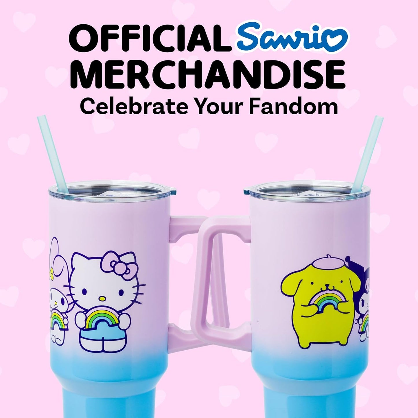 Betty Boop Core Cute Pose, Stainless Steel Tumbler, 40oz | Sitting, Hearts and Dots, Straw Cover Cap, Handle, Lid, Double Walled, Fits in Cup Holder, 1.18 Liters - Colors A
