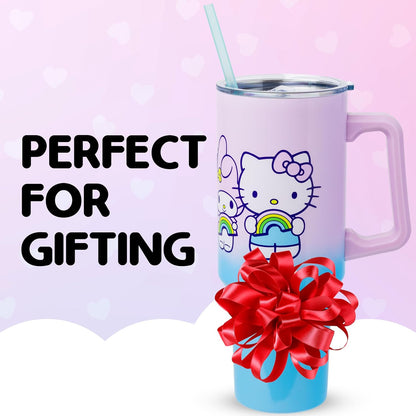 Betty Boop Core Cute Pose, Stainless Steel Tumbler, 40oz | Sitting, Hearts and Dots, Straw Cover Cap, Handle, Lid, Double Walled, Fits in Cup Holder, 1.18 Liters - Colors A