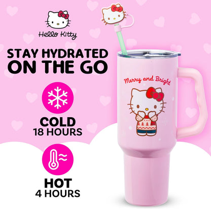 Betty Boop Core Cute Pose, Stainless Steel Tumbler, 40oz | Sitting, Hearts and Dots, Straw Cover Cap, Handle, Lid, Double Walled, Fits in Cup Holder, 1.18 Liters - Colors A