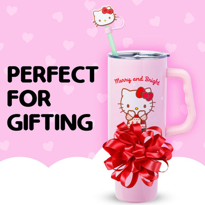 Betty Boop Core Cute Pose, Stainless Steel Tumbler, 40oz | Sitting, Hearts and Dots, Straw Cover Cap, Handle, Lid, Double Walled, Fits in Cup Holder, 1.18 Liters - Colors A