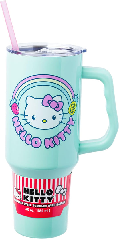 Betty Boop Core Cute Pose, Stainless Steel Tumbler, 40oz | Sitting, Hearts and Dots, Straw Cover Cap, Handle, Lid, Double Walled, Fits in Cup Holder, 1.18 Liters - Colors A