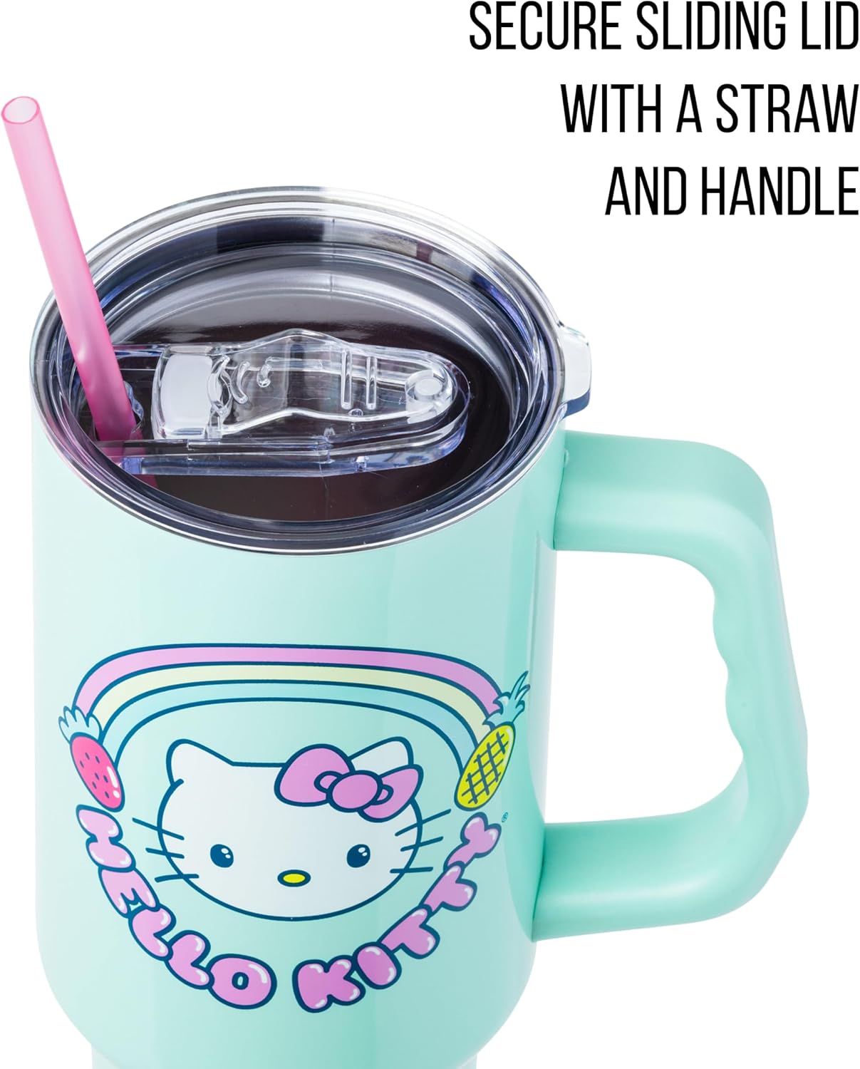 Betty Boop Core Cute Pose, Stainless Steel Tumbler, 40oz | Sitting, Hearts and Dots, Straw Cover Cap, Handle, Lid, Double Walled, Fits in Cup Holder, 1.18 Liters - Colors A