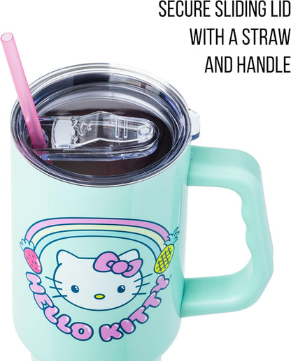 Betty Boop Core Cute Pose, Stainless Steel Tumbler, 40oz | Sitting, Hearts and Dots, Straw Cover Cap, Handle, Lid, Double Walled, Fits in Cup Holder, 1.18 Liters - Colors A