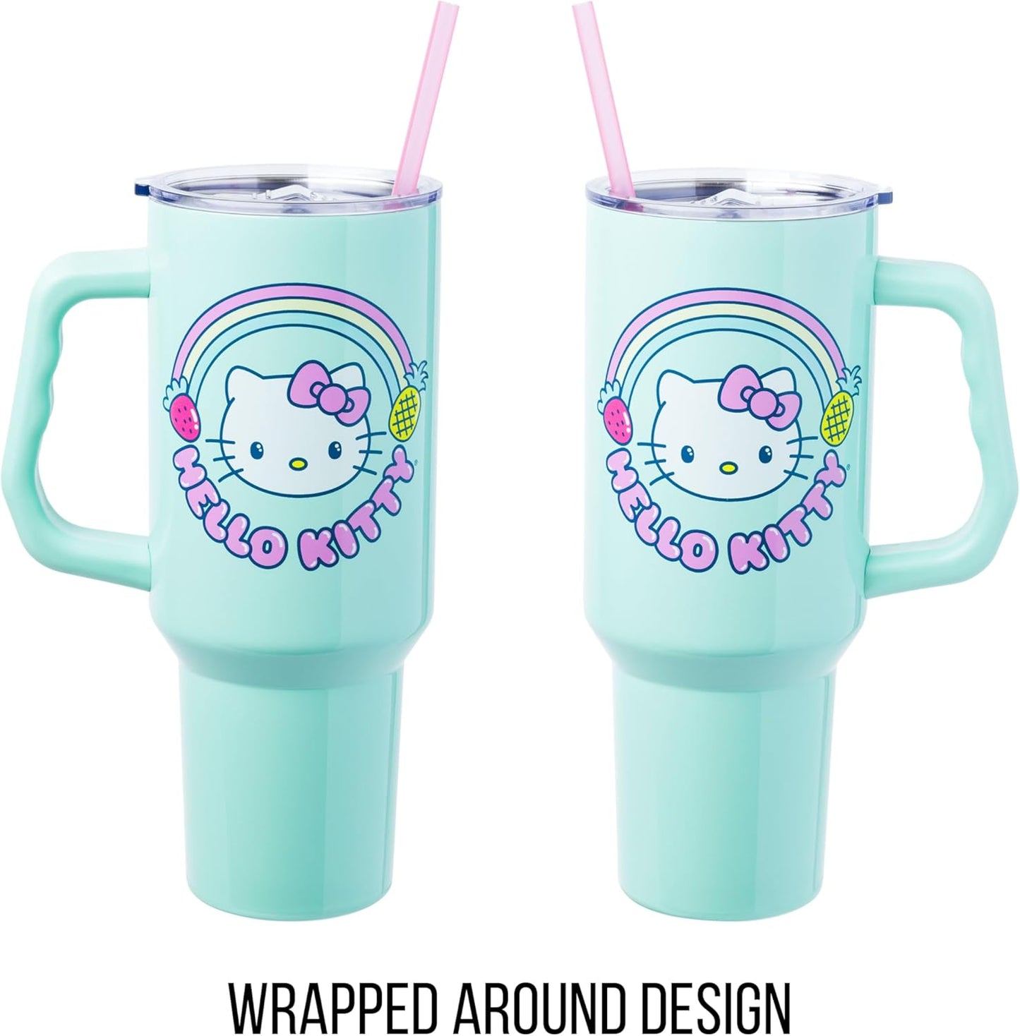 Betty Boop Core Cute Pose, Stainless Steel Tumbler, 40oz | Sitting, Hearts and Dots, Straw Cover Cap, Handle, Lid, Double Walled, Fits in Cup Holder, 1.18 Liters - Colors A