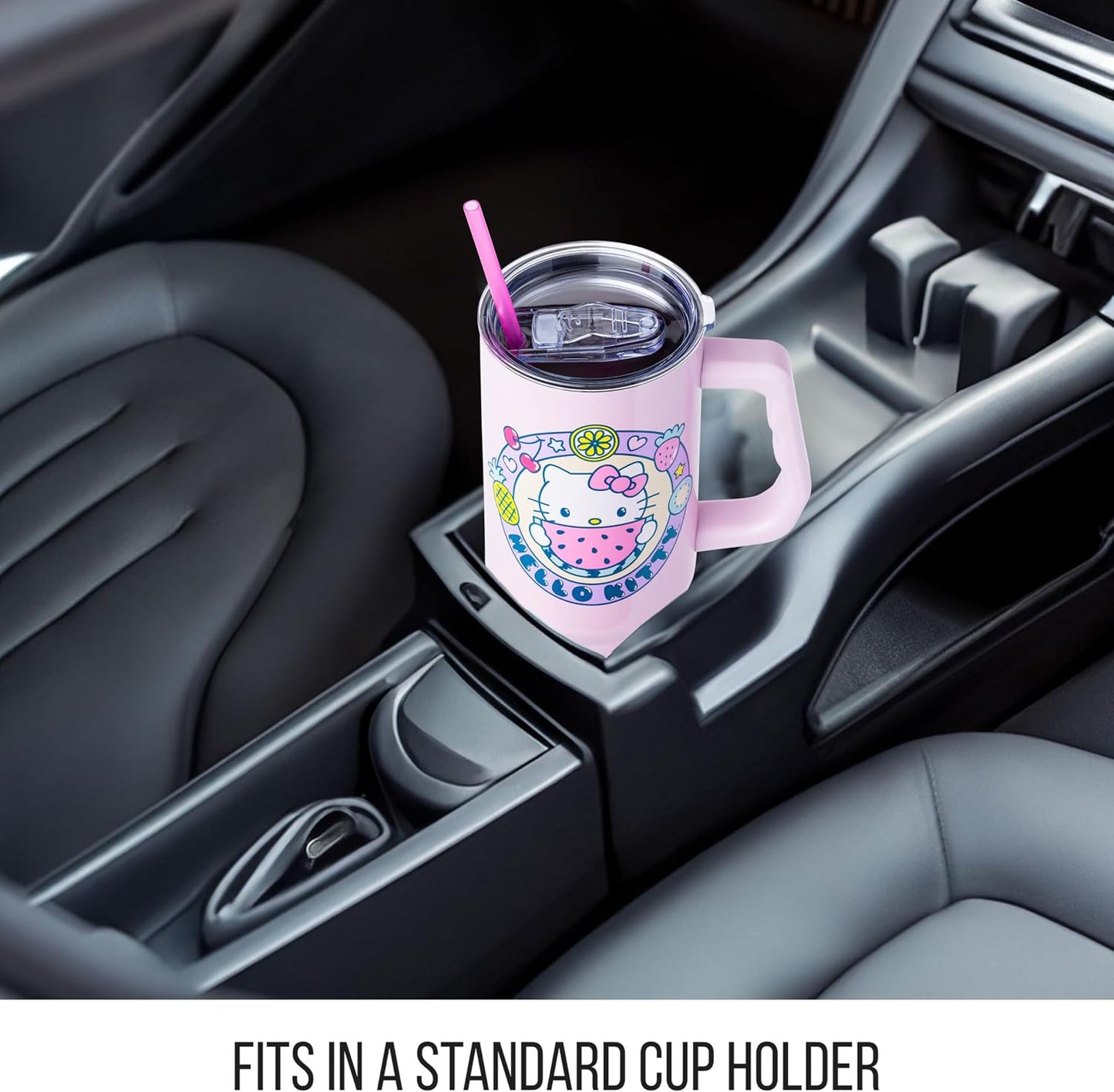 Betty Boop Core Cute Pose, Stainless Steel Tumbler, 40oz | Sitting, Hearts and Dots, Straw Cover Cap, Handle, Lid, Double Walled, Fits in Cup Holder, 1.18 Liters - Colors A
