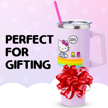 Betty Boop Core Cute Pose, Stainless Steel Tumbler, 40oz | Sitting, Hearts and Dots, Straw Cover Cap, Handle, Lid, Double Walled, Fits in Cup Holder, 1.18 Liters - Colors A