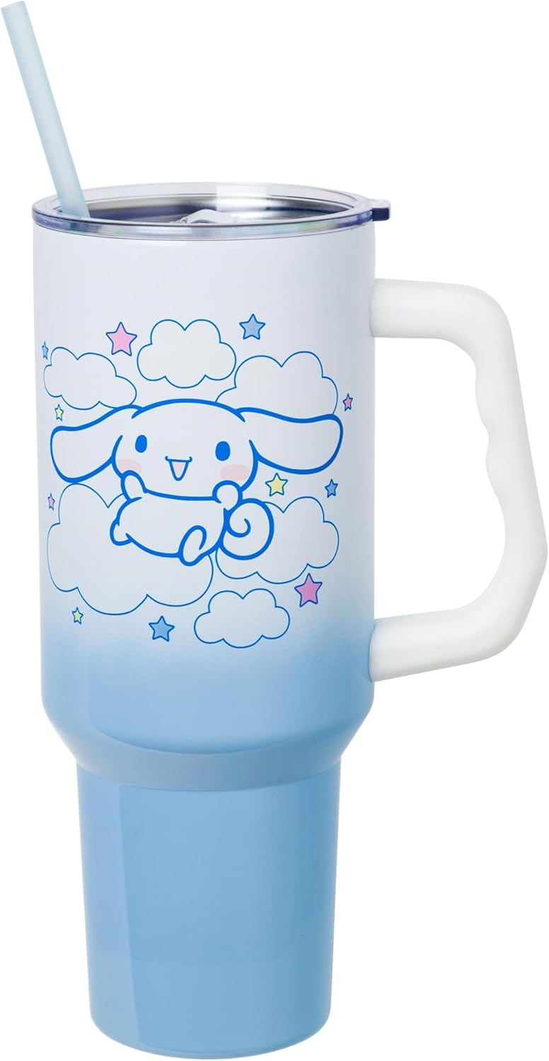 Betty Boop Core Cute Pose, Stainless Steel Tumbler, 40oz | Sitting, Hearts and Dots, Straw Cover Cap, Handle, Lid, Double Walled, Fits in Cup Holder, 1.18 Liters - Colors A