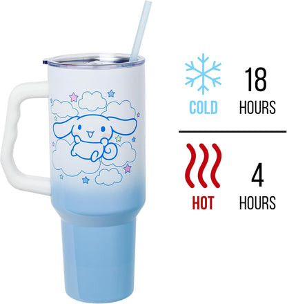 Betty Boop Core Cute Pose, Stainless Steel Tumbler, 40oz | Sitting, Hearts and Dots, Straw Cover Cap, Handle, Lid, Double Walled, Fits in Cup Holder, 1.18 Liters - Colors A