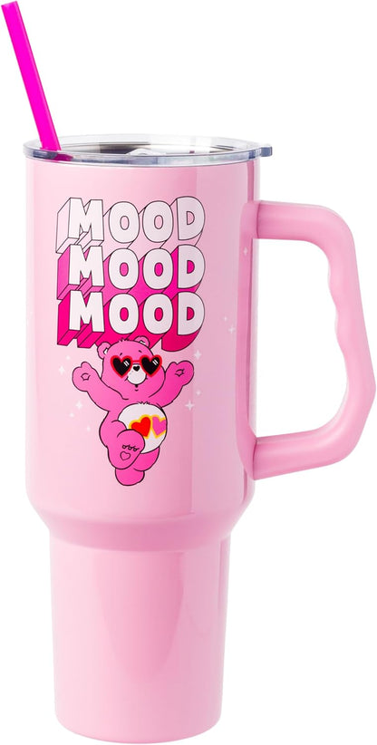 Betty Boop Core Cute Pose, Stainless Steel Tumbler, 40oz | Sitting, Hearts and Dots, Straw Cover Cap, Handle, Lid, Double Walled, Fits in Cup Holder, 1.18 Liters - Colors A
