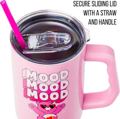 Betty Boop Core Cute Pose, Stainless Steel Tumbler, 40oz | Sitting, Hearts and Dots, Straw Cover Cap, Handle, Lid, Double Walled, Fits in Cup Holder, 1.18 Liters - Colors A