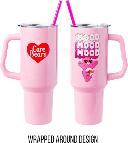 Betty Boop Core Cute Pose, Stainless Steel Tumbler, 40oz | Sitting, Hearts and Dots, Straw Cover Cap, Handle, Lid, Double Walled, Fits in Cup Holder, 1.18 Liters - Colors A