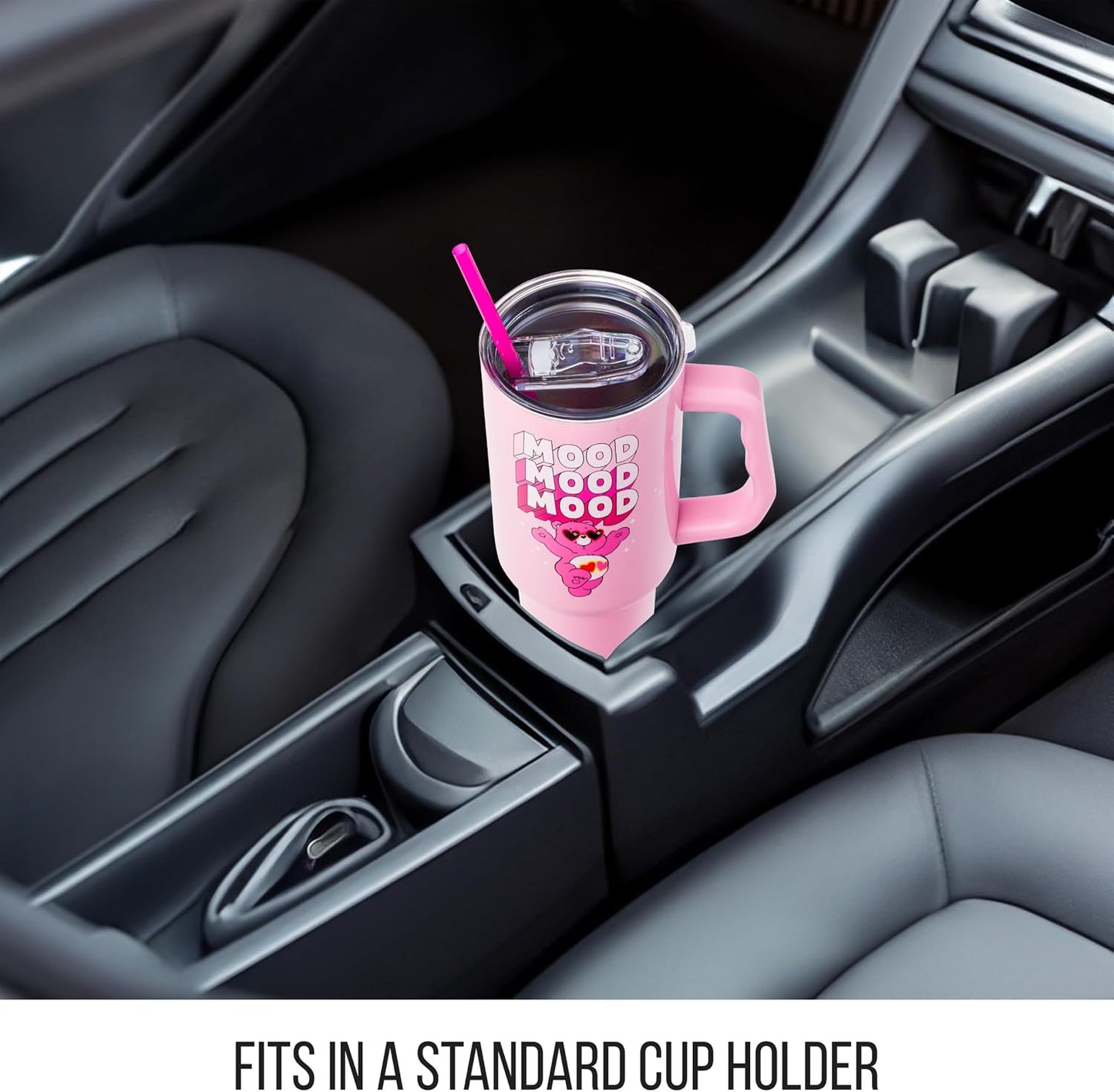 Betty Boop Core Cute Pose, Stainless Steel Tumbler, 40oz | Sitting, Hearts and Dots, Straw Cover Cap, Handle, Lid, Double Walled, Fits in Cup Holder, 1.18 Liters - Colors A