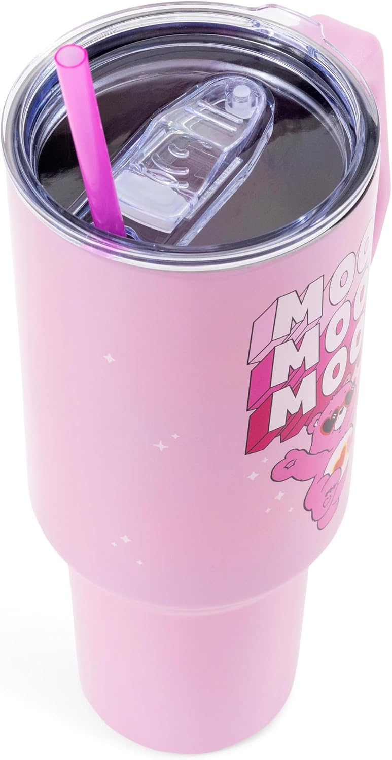 Betty Boop Core Cute Pose, Stainless Steel Tumbler, 40oz | Sitting, Hearts and Dots, Straw Cover Cap, Handle, Lid, Double Walled, Fits in Cup Holder, 1.18 Liters - Colors A